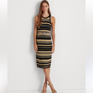 NWT Lauren Ralph Lauren Women's Striped Sleeveless Sweater Dress Size M